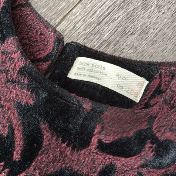Zara girls maroon and black velvet floral dress 8 - Picture 2 of 4